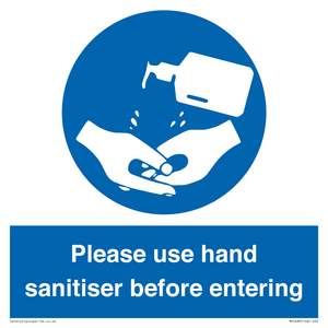 Please use hand sanitiser